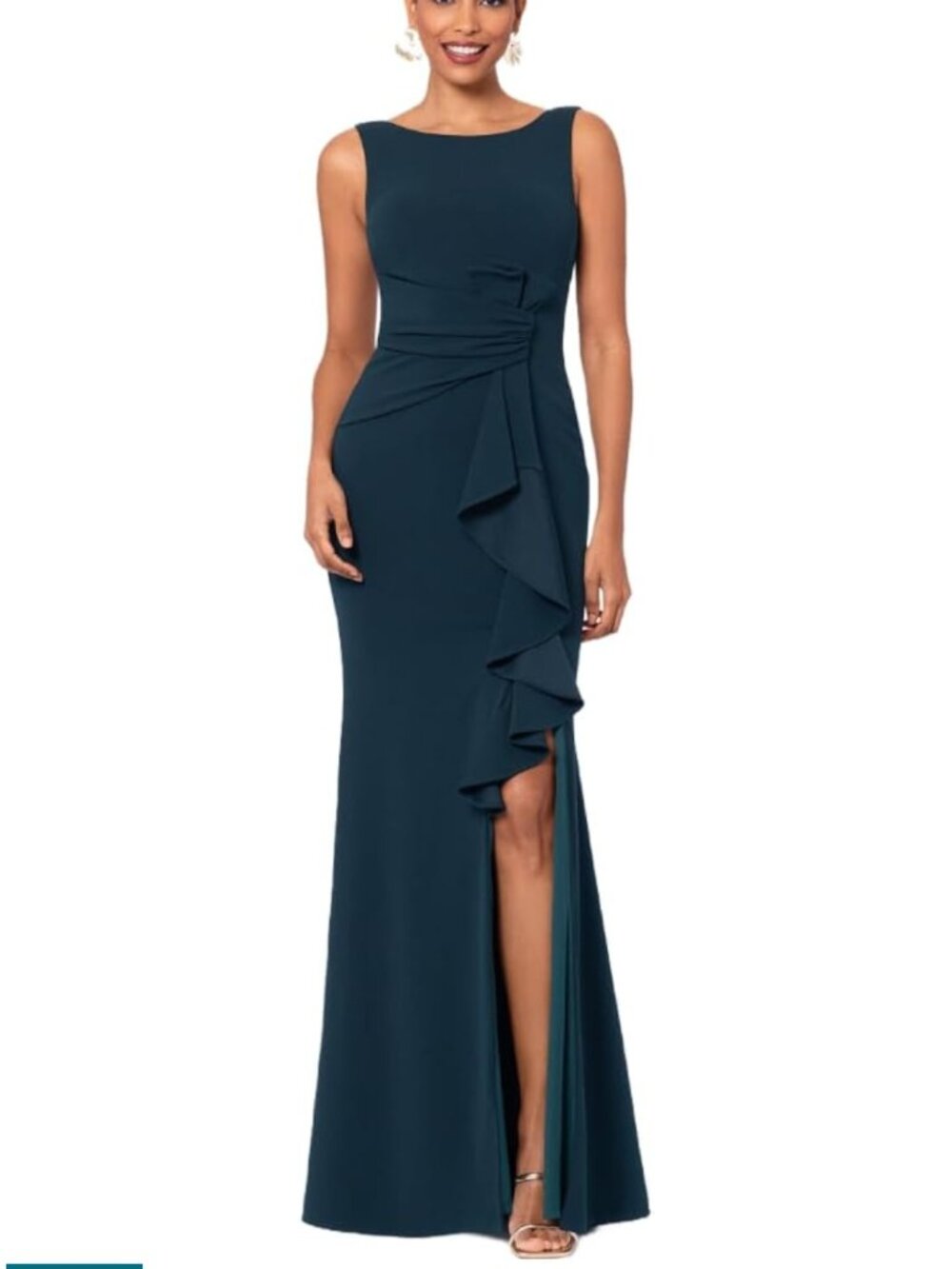 Stunning Betsy & Adam Pine Green Sleeveless Maxi Dress
